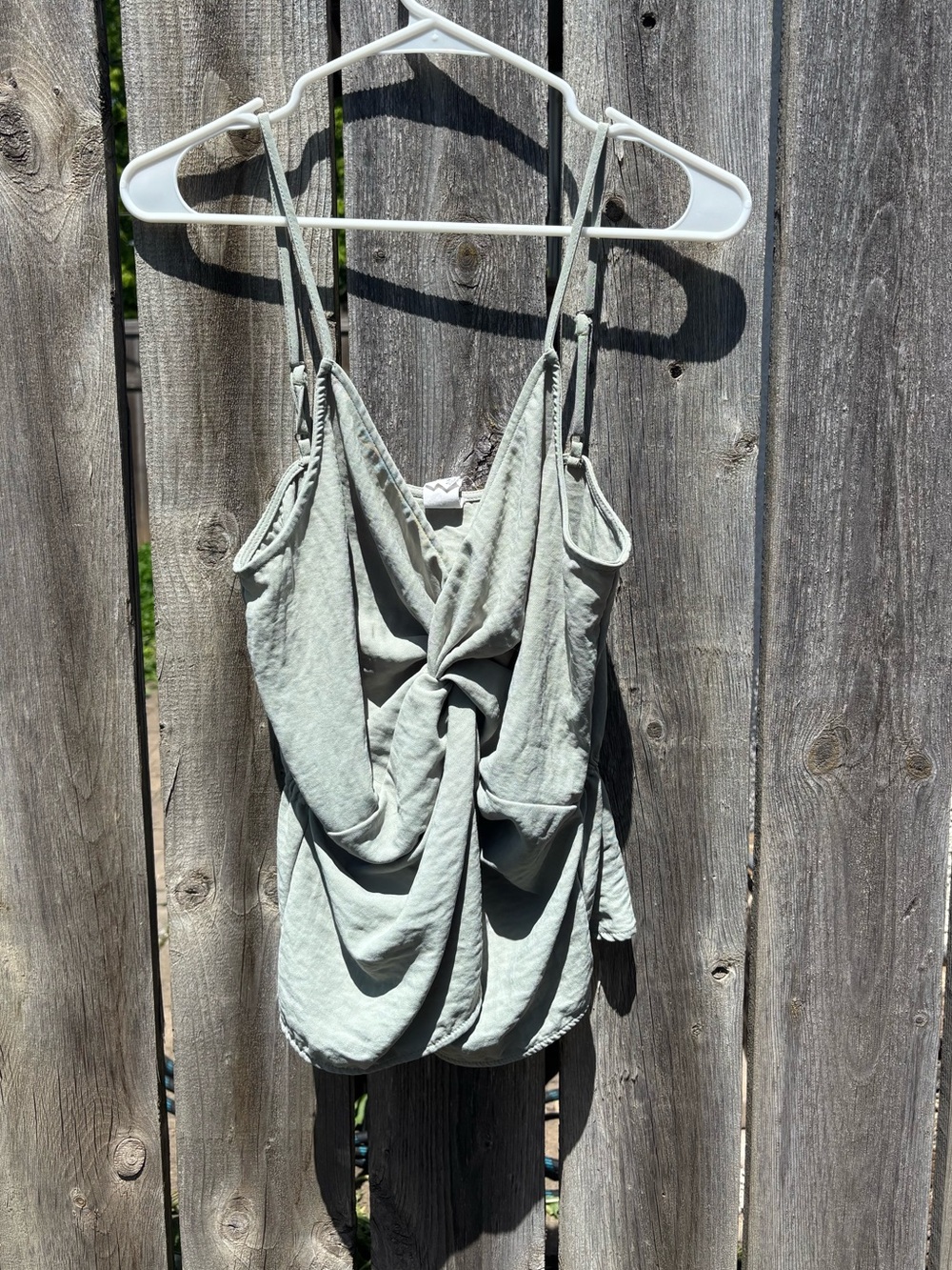 Twist-Detail Light Sage Spaghetti Strap Camisole